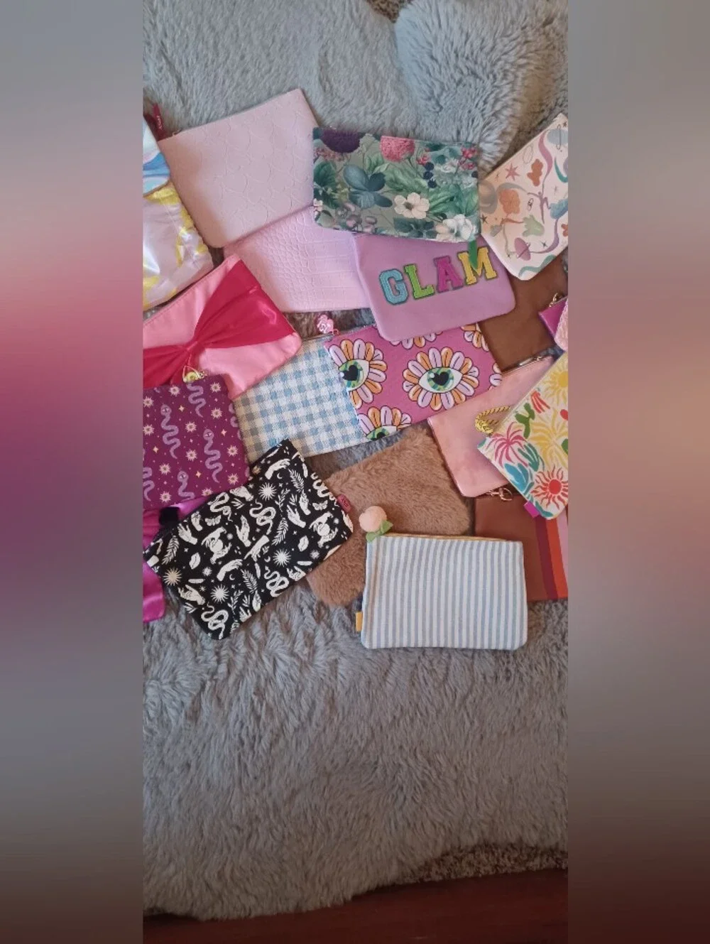 Ipsy Multicolor Small Pouch Makeup Bags- Pink & Pastel Accent Bags